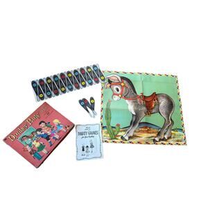 Vintage 1952 Whitman DONKEY PARTY Pin The Tail On Game COMPLETE w/ Box pre loved